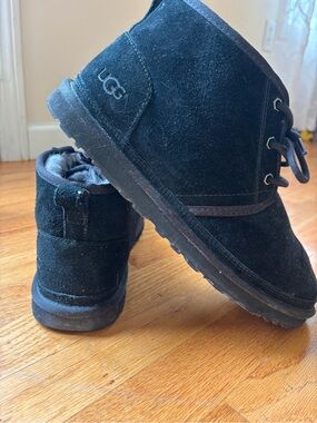 UGG MEN Black Suede Ankle Lace-Up Boots- NO BOX